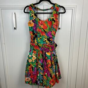 Vintage 80s DBA Floral Halter Dress Size 7